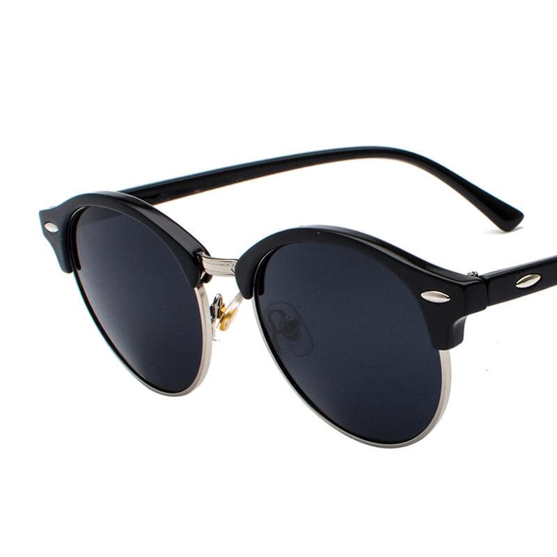 UV400 HD Sunglasses for Men Women Classic Fashion Half Frame Retro Rivet Mirror Eyewear Sun Glasses Gafas De Sol