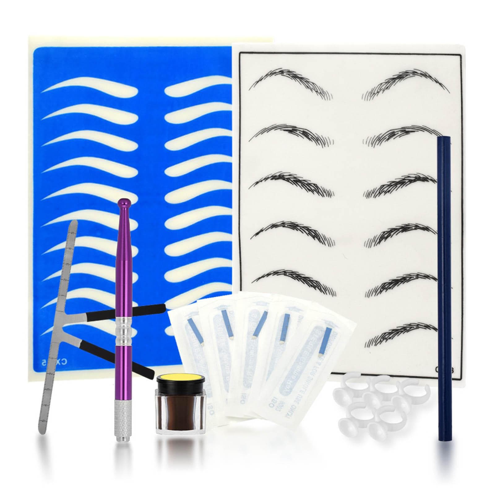 Professional Eyebrow Permanent Tattoo Practice Kit Microblading Set Manual Eyebrow Pen Needle