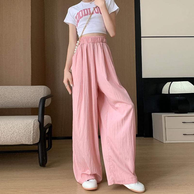 Ice Silk Wide-leg Pants for Women In Summer Women's New High-waist Casual Style Trousers To Make Them Look Slim Yamamoto Pants Straight Pants 2XL