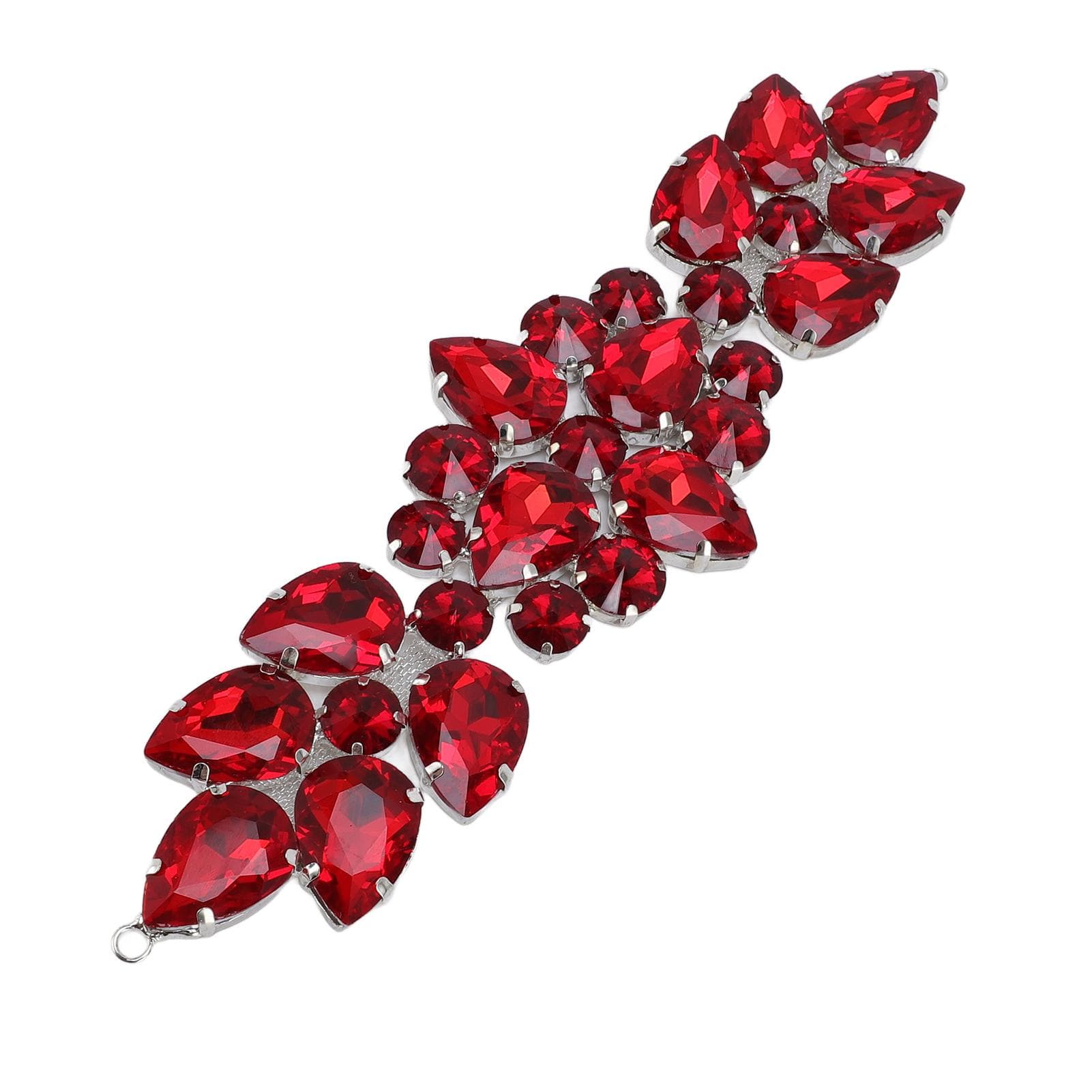 Rhinestone Strap Decoration Water Drop Crystal Short Chain for Shoe Bag Gown Accessory Red red