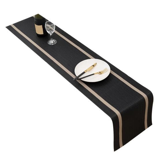 Table Runner Waterproof Anti-scratch Anti-dirty Anti-oil Cuttable Table Decoration PVC Dinning Room Table Runner Home Decoration black