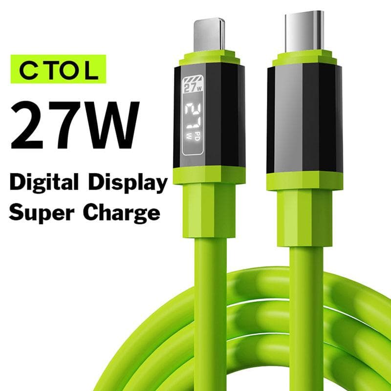 1.5M 240W Fast Charge Cable Power Digital Display Type-C To Type-C 6A Super Charging Type-C to 8Pin Data Cable For iphone 16pro Type-C to Lightning green