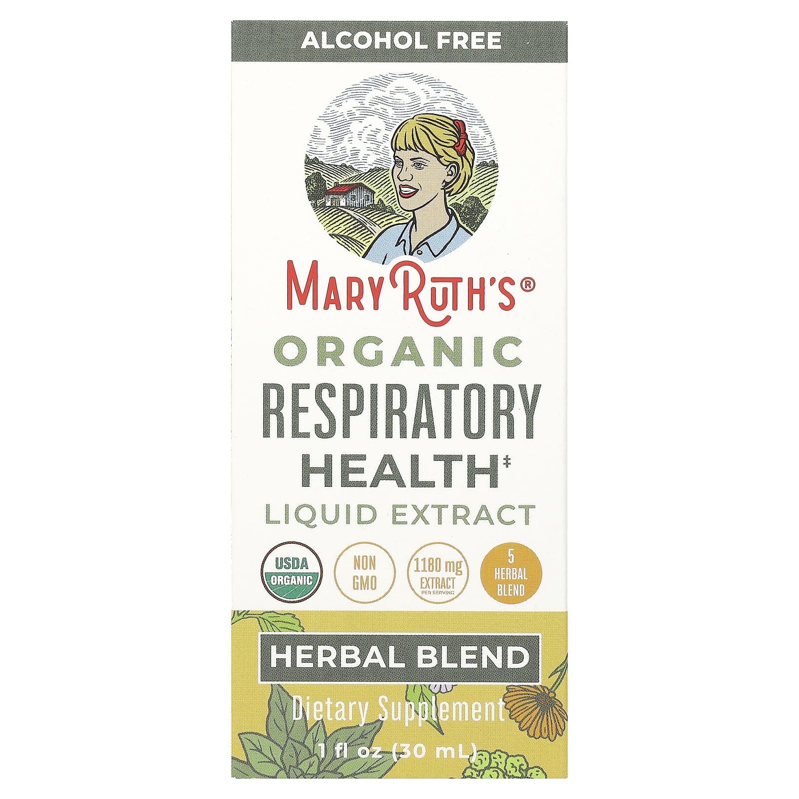 MaryRuth's, Organic Respiratory Health Liquid Extract, Alcohol-Free, 1,180 mg, 1 fl oz (30 ml)