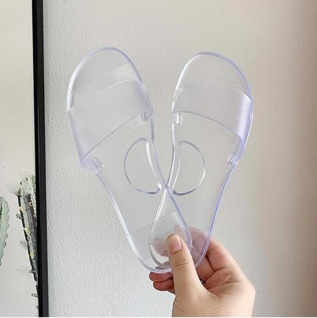 Sandals Women Jelly Shoes Candy Colors Transparent Slides Women Beach Shoes Flat Summer Sandals Outdoor Y2K 36 transparent