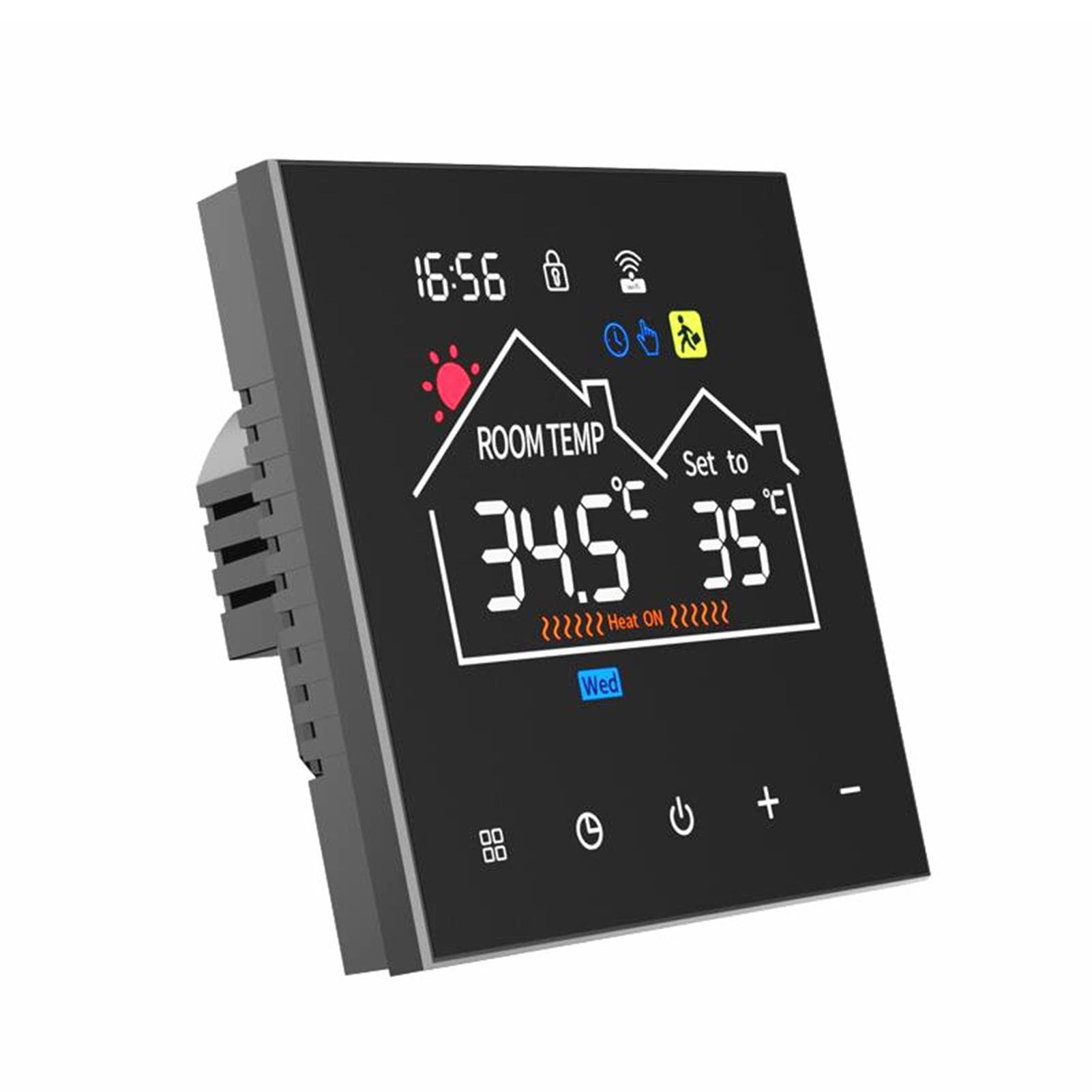 Smart Thermostat for House Floor Heating WiFi AC thermostat with APP Control LED Digital Touch 3A water heating black