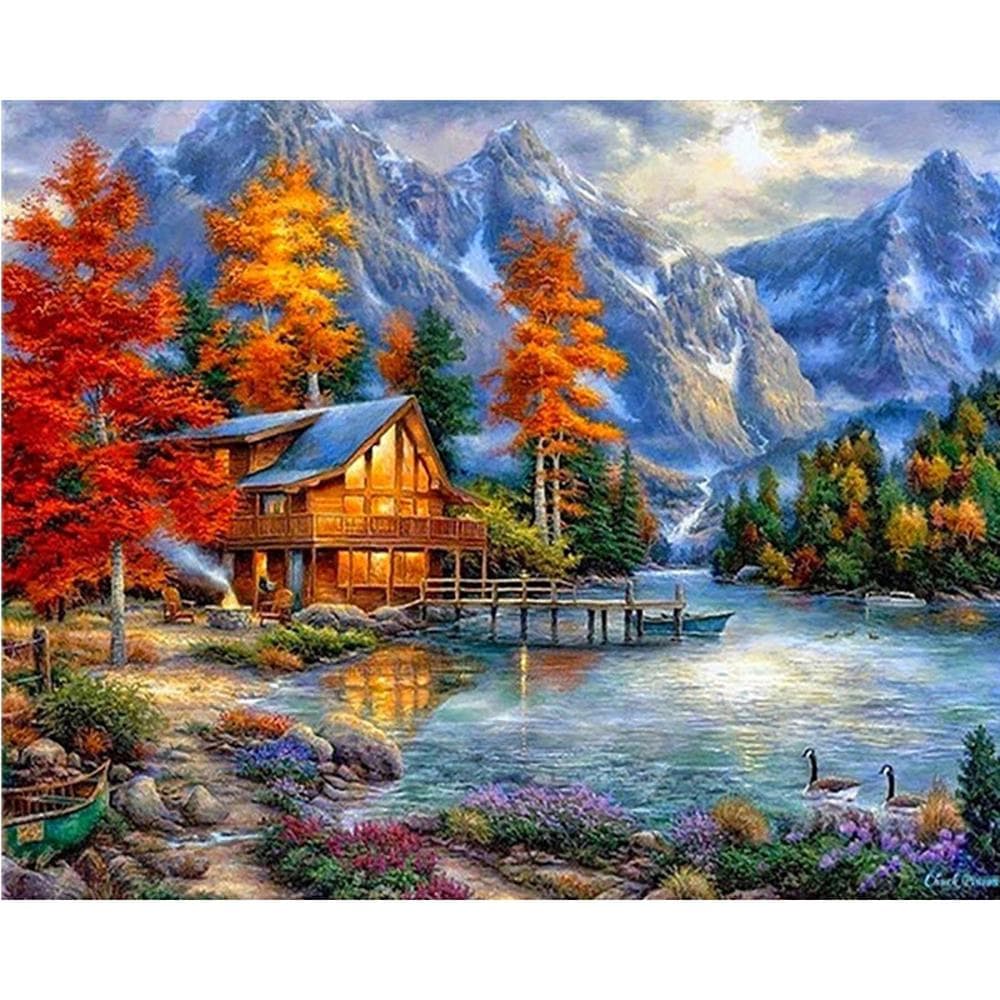 5D DIY Diamond Painting Landscape map Embroidery Cross Stitch Rhinestone Mosaic Home Decor 40X50CM