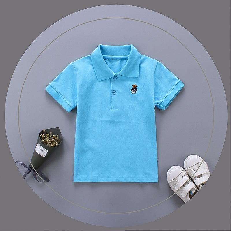 Boys and Girls Short-sleeved Polo Shirt Summer Children's Lapel T-shirt Pure Cotton Casual Medium and Large Children's Clothing 120cm