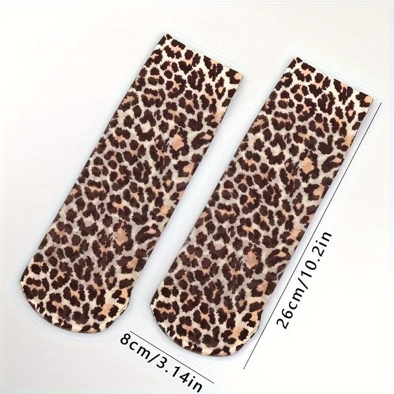 Chic Leopard Print Socks For Women Durable & Soft Breathable Casual Socks leopard