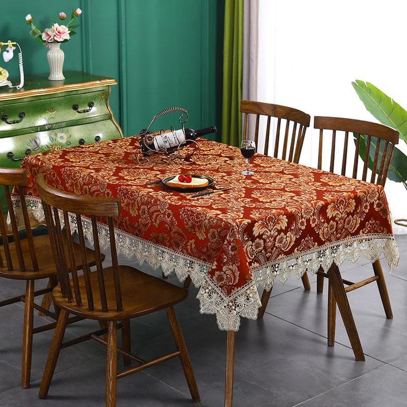 Chinese Red Embroidered Jacquard Tablecloth Chinese Wedding Coffee Table Cloth Wedding Celebration Decoration Gift Tablecloth Festive Table Cloth 110*160 red