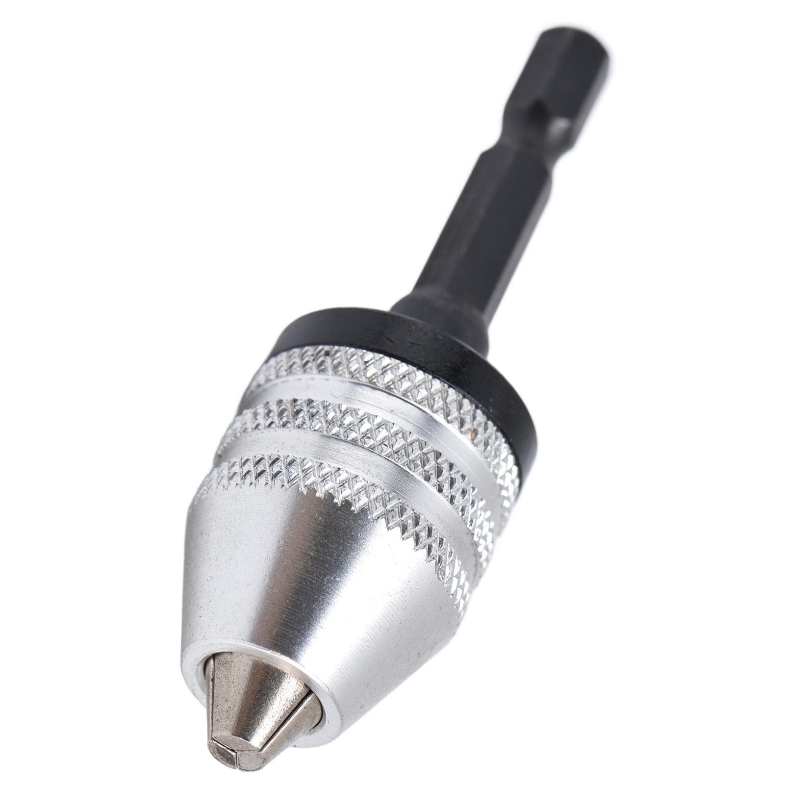 Keyless Drill Chuck Impact Driver Bit Adapter Converter 3 Jaws 14in Hex Shank 0.3?6.5mm Silver
