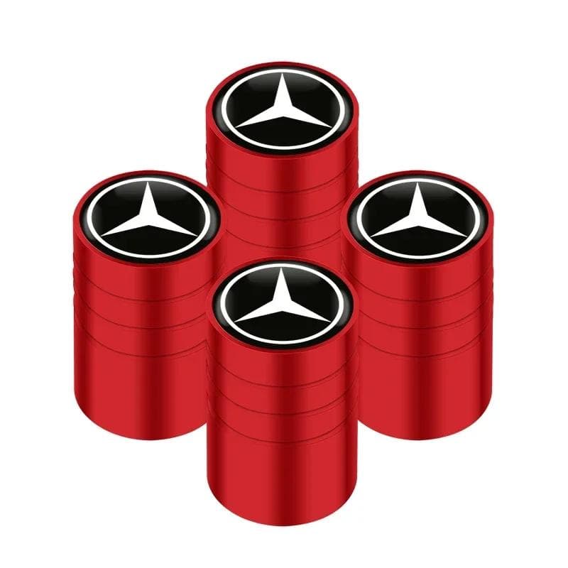 New For Mercedes Benz 4Pcs Car Wheel Tire Air Valve Caps Stem Cover with Color Brand Logo for Mercedes benz A B R G Class GLK GL