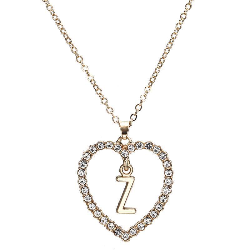 Romantic Love Pendant Necklace for Girls Women Initial Letter Necklace Z