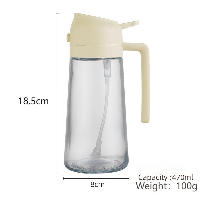 New 470ml Oil Spray Pot 2-in-1 Plastic Household Kitchen Oil Bottle Nebulizing Mist Filling Cooking Oil Spray Pot Dual Use