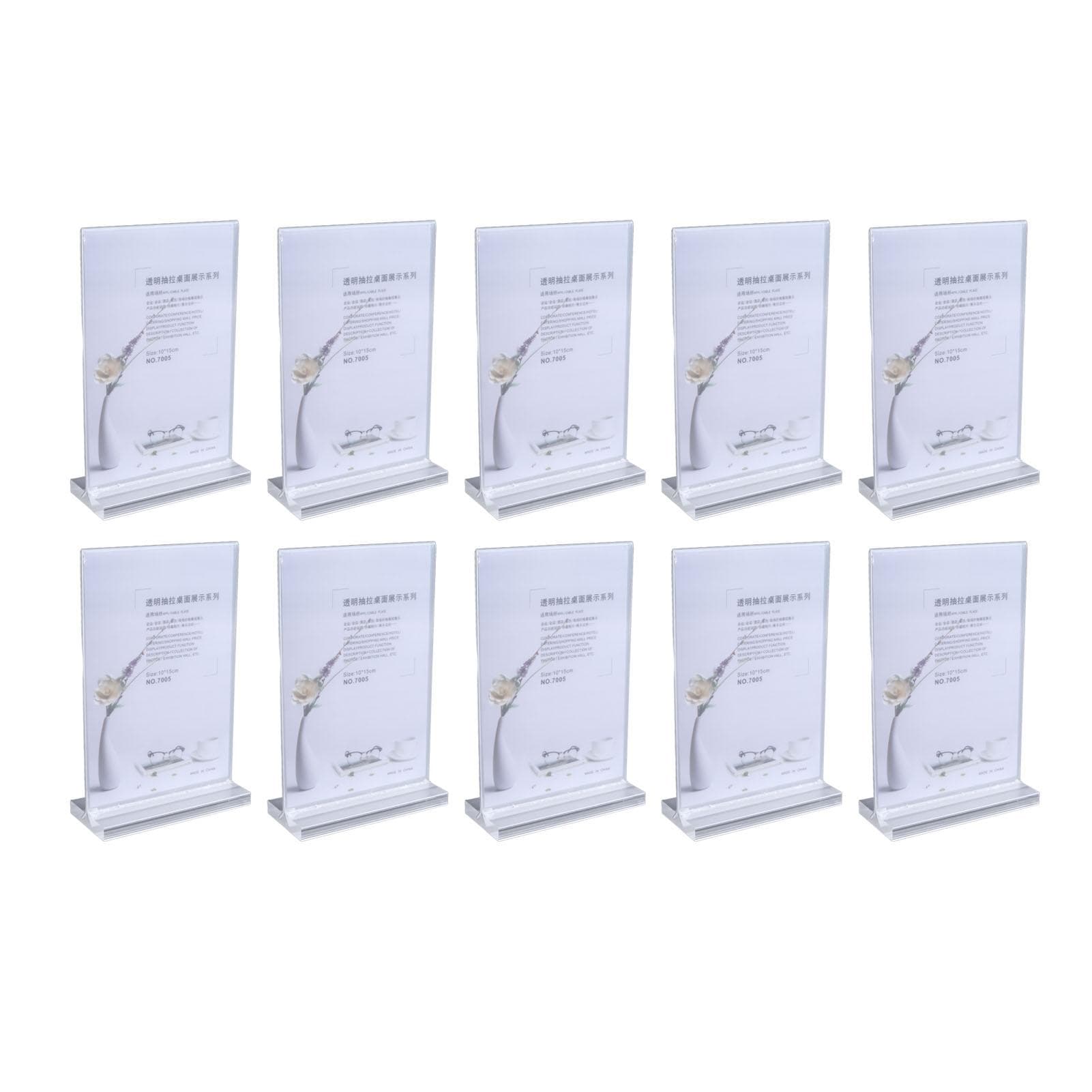 10 Pcs Clear Acrylic Place Card Holder Acrylic Sign Holder Transparent T Shaped Double Sided
