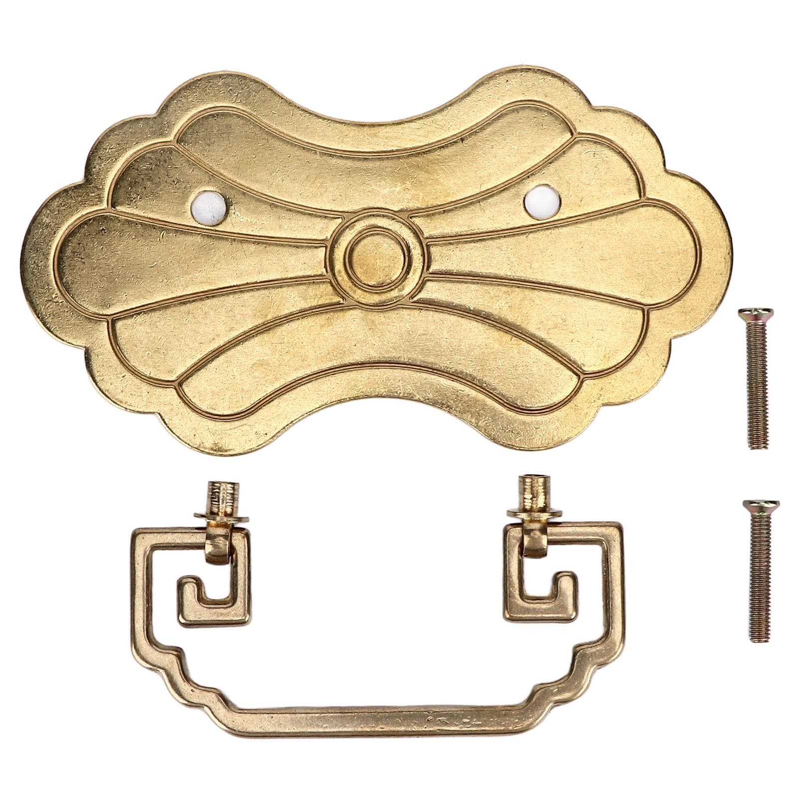 Antique Drawer Handle 12.8x7cm Wealth Blossoms Retro Chinese Style Brass Vintage Drawer Pulls with