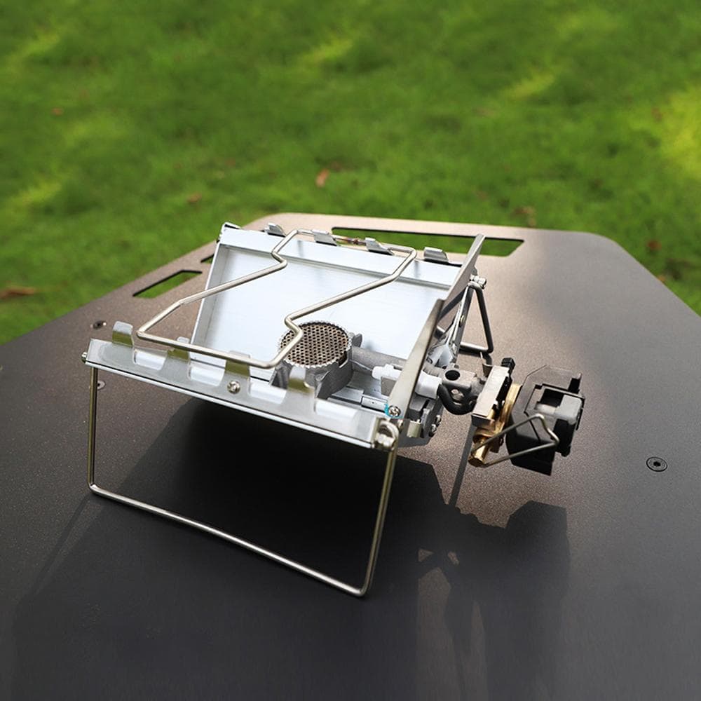 Single Stove for Camping Outdoors Compact Cassette Gas Stove Portable Foldable Tabletop Camp Stove silver