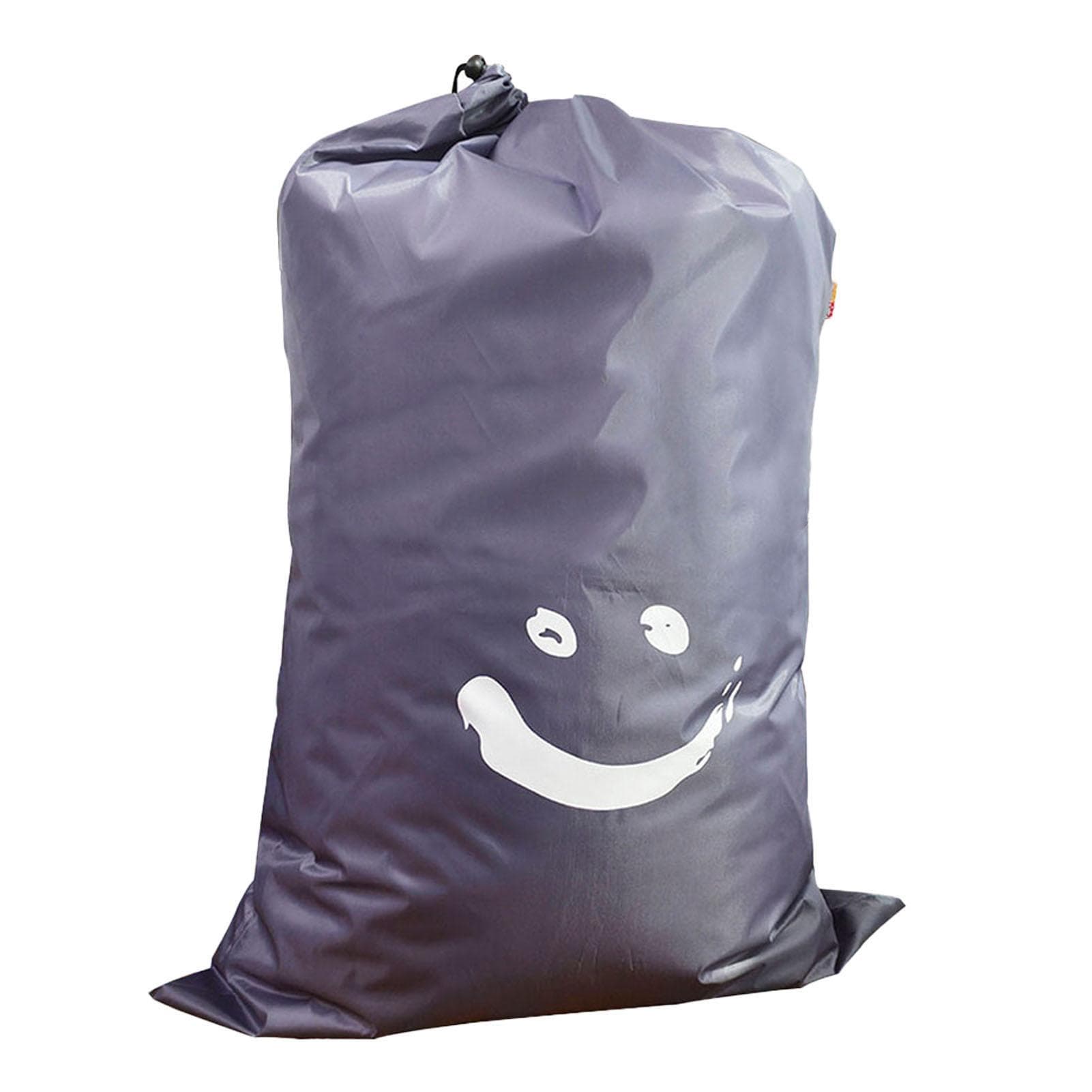 Laundry Bag Nylon Drawstring Cylinder for Household Travel Dirty Clothes Quilt Books Storage Dark grey