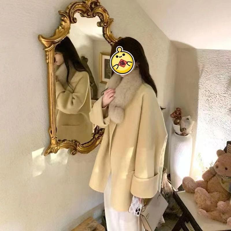 New Double-sided Wool Coat Medium and Long Korean Version Loose Casual Woolen Coat M