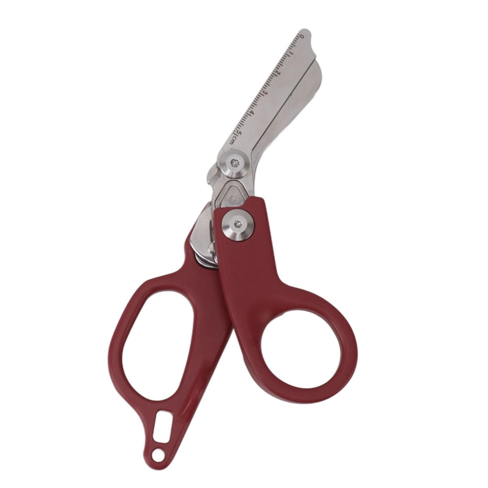 Emergency Response Shears Aluminum Alloy Multifunction Foldable Shears for Indoor Outdoor Blue red