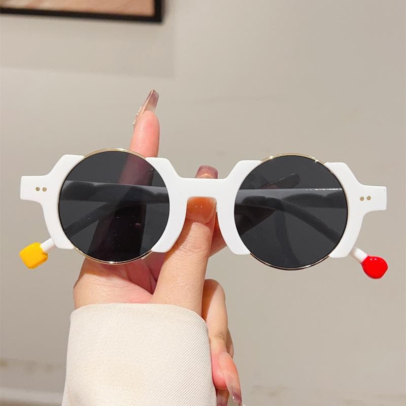 Fashionable Contrasting Colors Rice Nail Round Frame Sunglasses High-end Personalized Eyewear