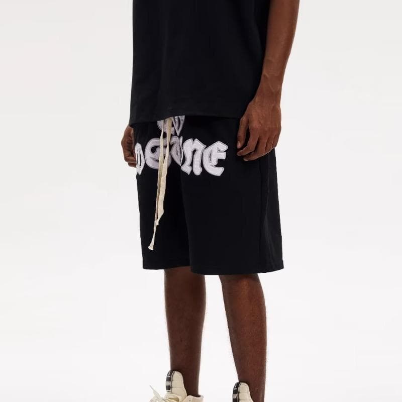 American Retro High Street Casual Sports Shorts Men's Summer Thin Brand Hip Hop Loose and Versatile Five-point Pants M black