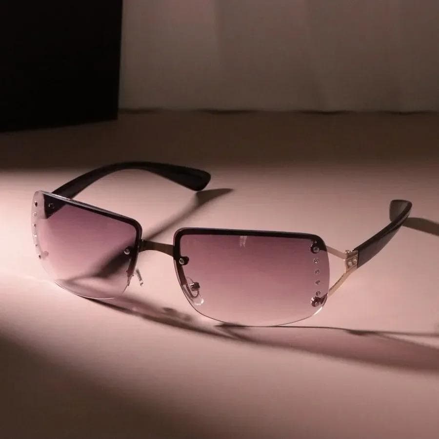 Fashion Metal Gradient Sunglasses Women Men Minimalist Square Designer Sun Glasses Colorful Oculos De Sol Other