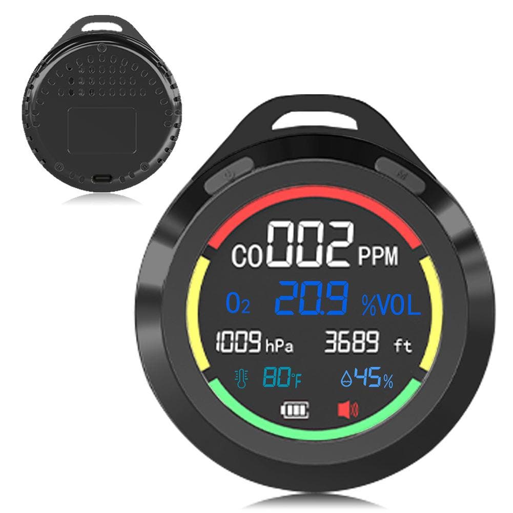PTO8 Portable 6in1 Air Quality Tester RealTime Detection with High Accurate Sensors and Large multicolour