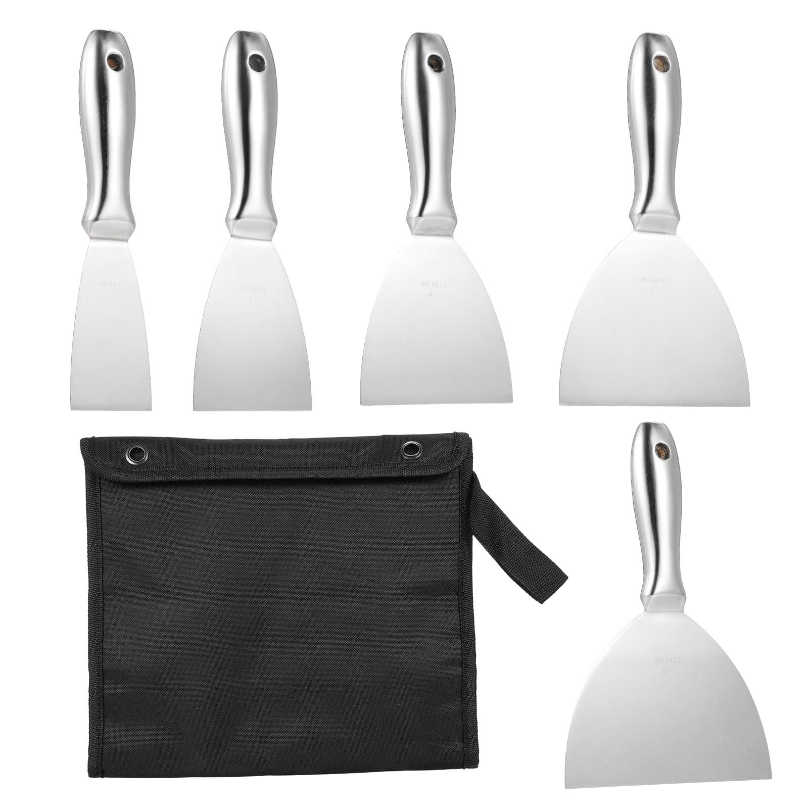PENGGONG 5Pcs Putty Knife Set 23456 inch Scraper Spackle Knife Paint Scraper One Piece Premium 5 Pcs silver