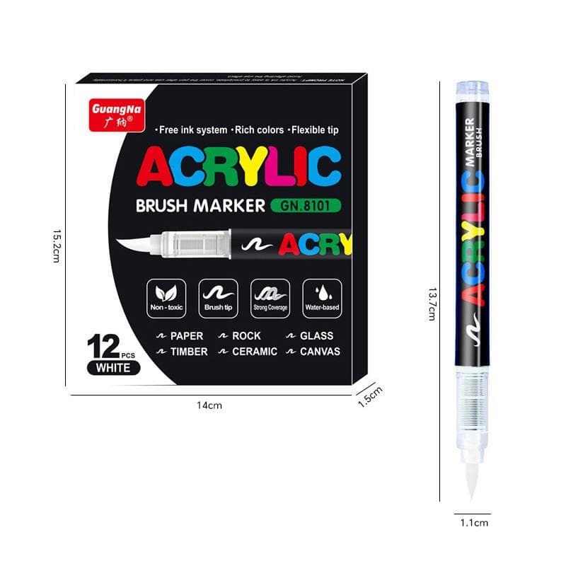 Direct Liquid Acrylic Marker Pen Paint Brush Pen Painting Stone Ceramic Glas Wood Canvas Making Drawing Graffiti Coloring Pen white