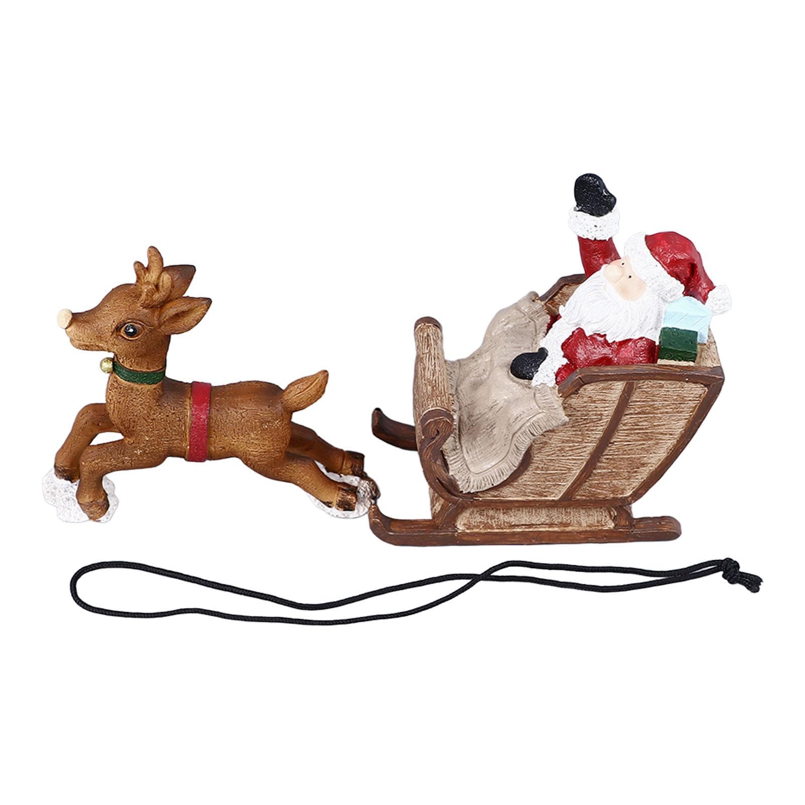 Christmas Aquarium Decoration Resin Father Christmas Reindeer Sleigh Ornament Decorative Fish Tank