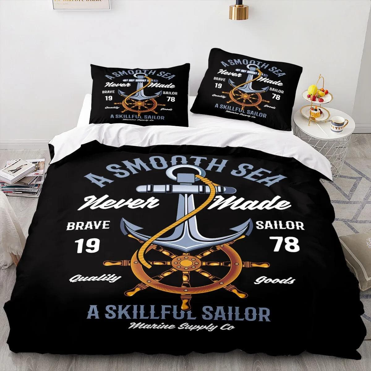 Marine Anchor Bedding Set Ocean Sea 3d Duvet Cover Sets Comforter Bed Linen Twin Queen King Single Size Blue Ship Vessel Kids 70x133cm 2pcs