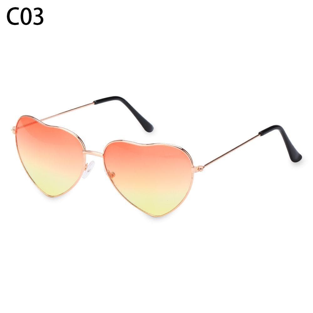 Vintage Ocean Lenses Heart Shaped Sunglasses Metal Frame Gradient Sun Glasses Outdoor Goggles