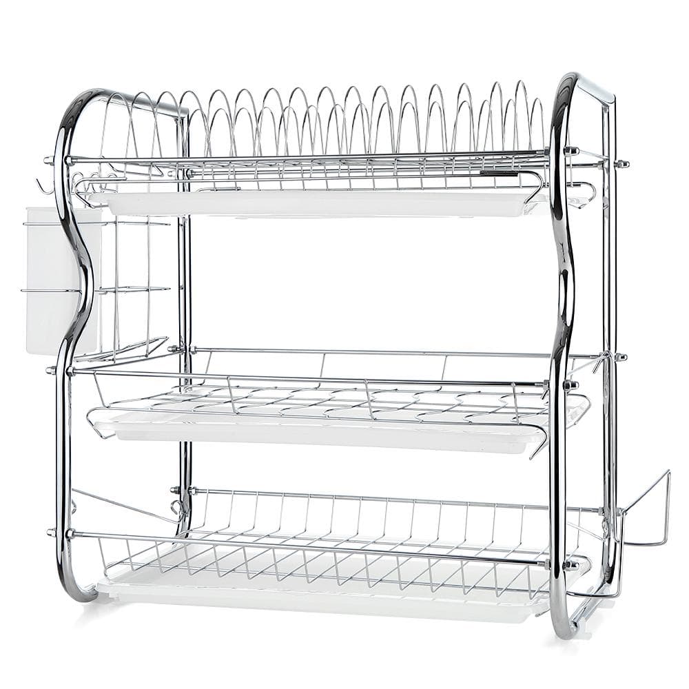Multi-functional 3-Tier Dish Rack Kitchen Supplies Storage Rack Draining Rack with