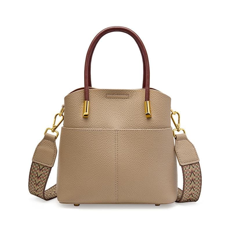 Spring and Summer Niche Leather Bucket Bag Women's Luxury Handbag High-grade Casual Crossbody Bag Leather Bag gray