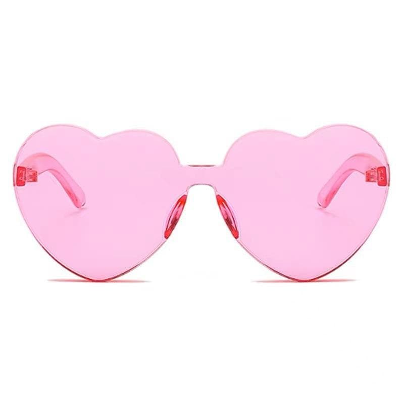 Peach Heart Sunglasses Love Sunglasses Jelly Color Frameless Heart Shaped OnePiece Glasses
