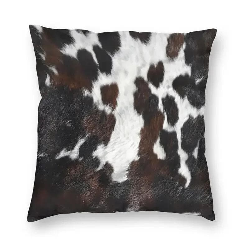 Faux Fur Modern Cowhide Texture Pillowcover Decoration Animal Hide Pattern Skin Leather Cushion Cover Throw Pillow Printing 50x50cm black