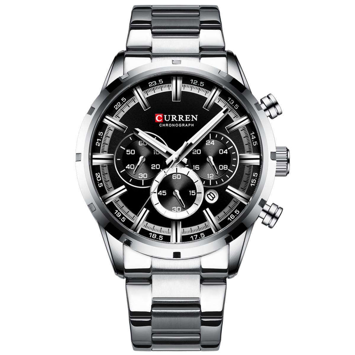 CURREN 8355 Luxury Classic Business Quartz Men Watch 3ATM Waterproof Large Case Big Dial Luminous black/white