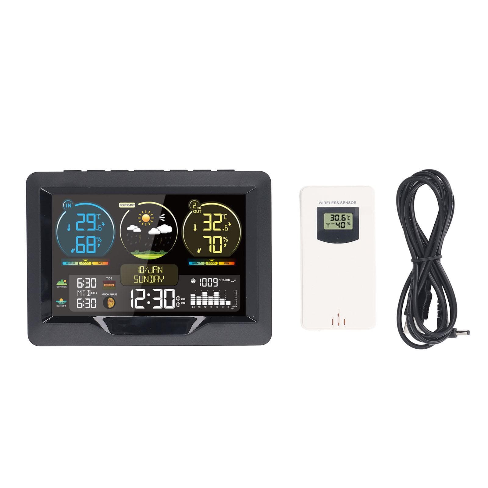 Wireless Weather Clock Professional Color Screen Digital Weather Thermometer for Indoor Outdoor