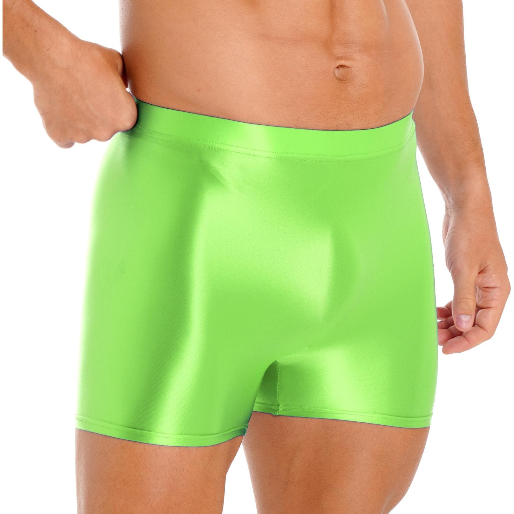 Mens Gym Running Shorts Workout Athletic Bodybuilding Fitness Shorts L fluorescent green