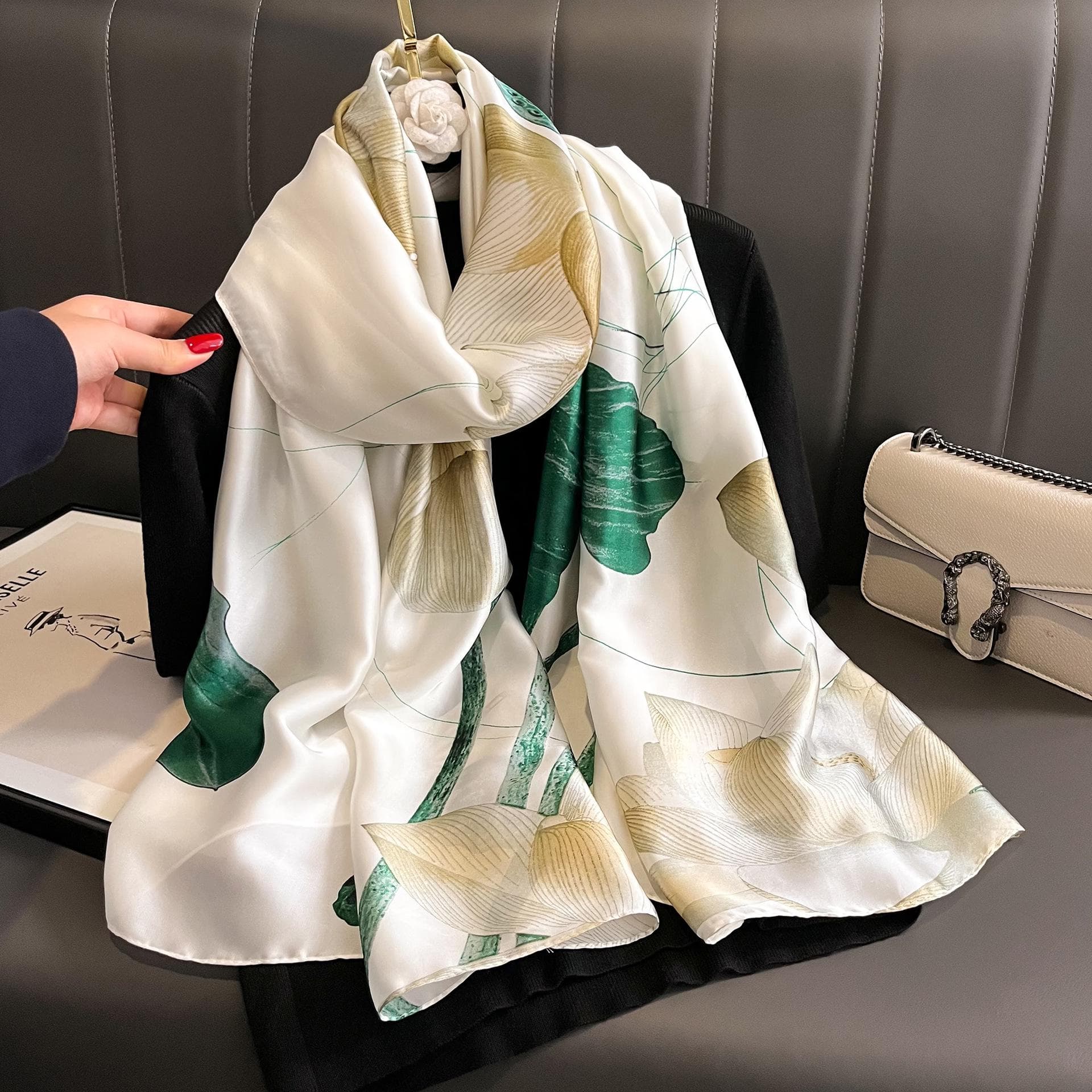 High-End Summer Silk Scarf - Long, Fashionable Sunscreen Shawl for Women 90x180