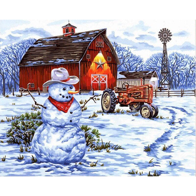 Diamond Embroidery Snowy Ground & Snowman Diamond Painting Diamonds Full Crystal Cross Stitch 20X30CM
