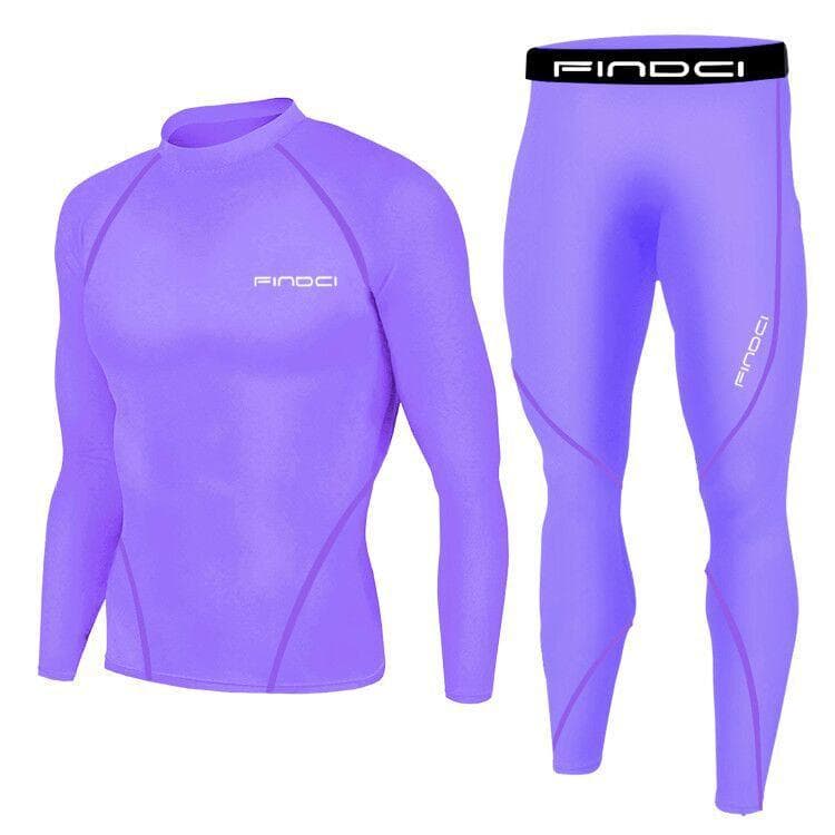 Men Tracksuit Compression Tops Sets Black Tight Trousers Long Sleeve T Shirts Long Pants Sport Suits S