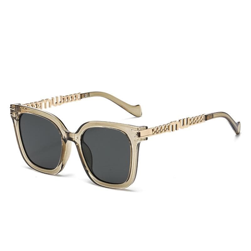 Big Frame Square Sunglasses Women Vintage Fashion Luxury Designer Metal Chains UV400 Protection Elegant Shades