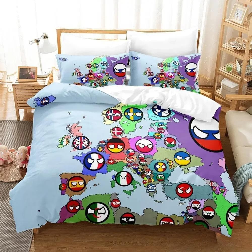 New Countryball Polandballs Bedding Set Single Twin Full Queen King Size Bed Set Adult Kid Bedroom Duvet cover Sets Cartoon 70x133cm 2pcs