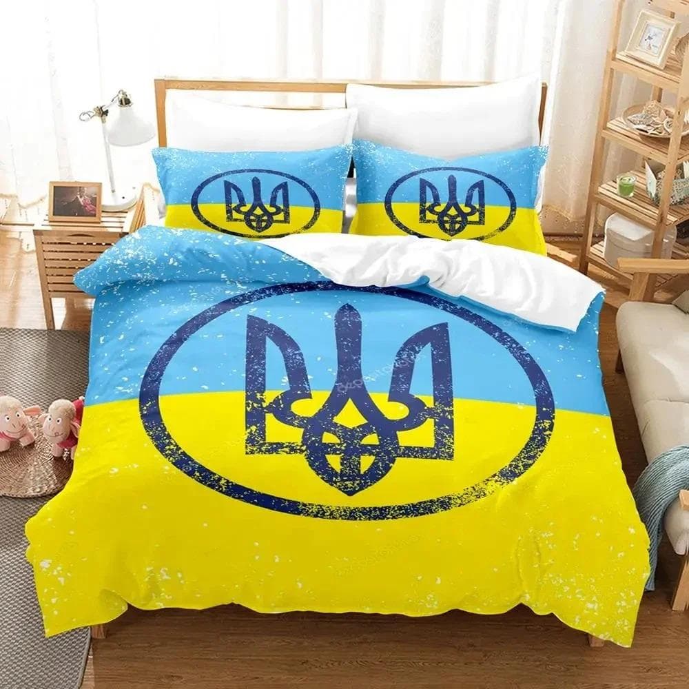 3D Print Ukrainian Flag UKRAINE Bedding Set Duvet Cover Bed Set Quilt Cover Pillowcase Comforter king Queen Size Boys Adult AU Single 140x210cm