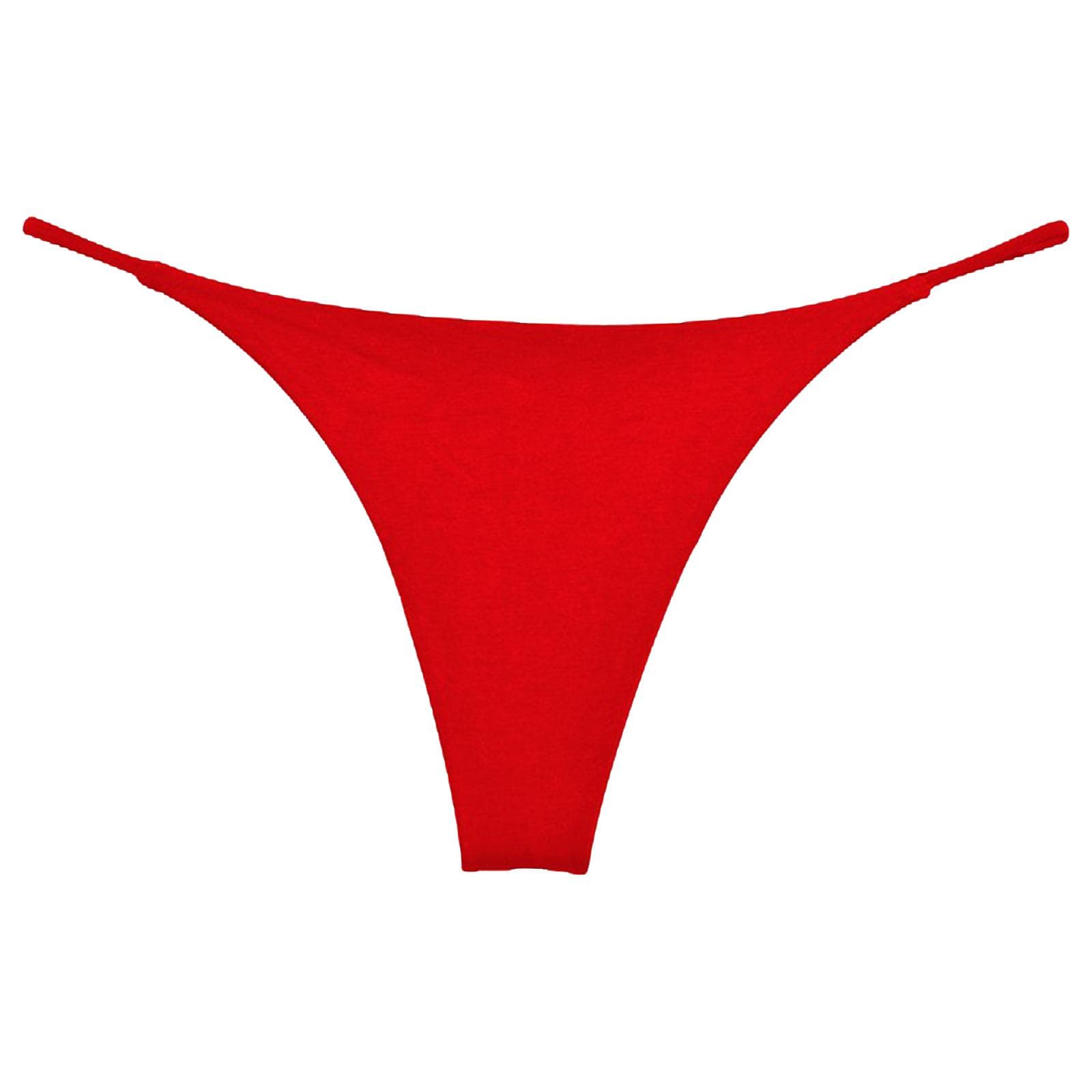 Womens Low Rise Thong Bikini Bottom Beach Sunbathing T-back Swimwear M red