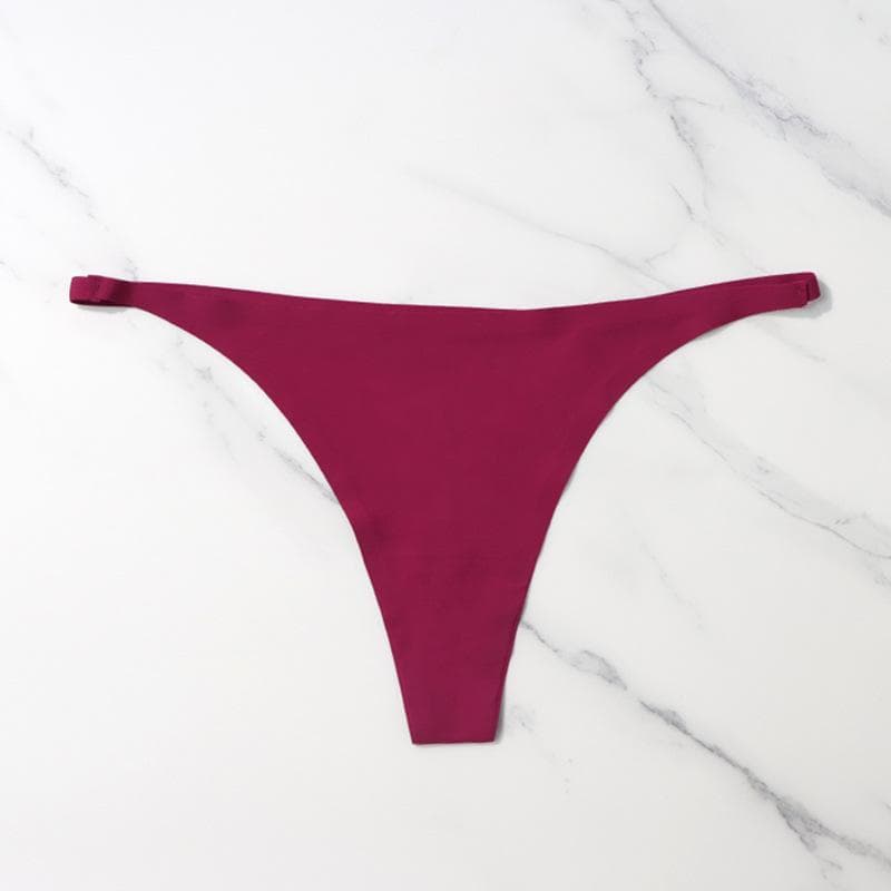 Ice Silk Seamless Panties For Women Soft Thin Band Thongs Woman Satin Underwear Female Bikini Panties String Tangas Mujer XL red