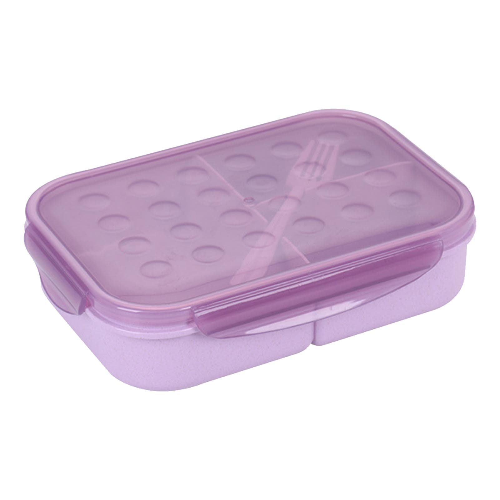 Bento Box 3 Compartments Leakproof 4 Buckles Sturdy Microwave Safe Adult Lunch Box with Fork for