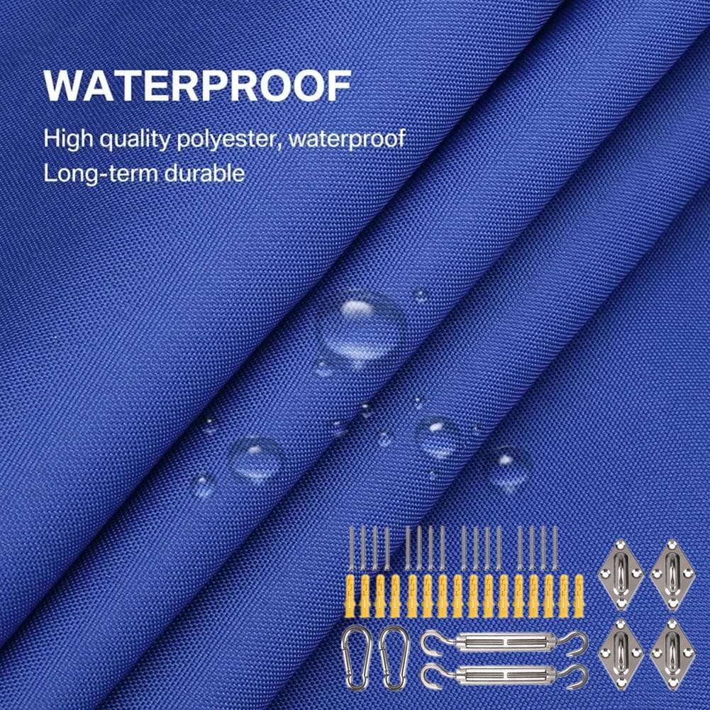 Sun Shade Sail Curved Commercial Outdoor Shade Cover Rectangle Triangle Heavy Duty Waterproof for Backyard Patio Garden Deck Triangle 2x2m blue