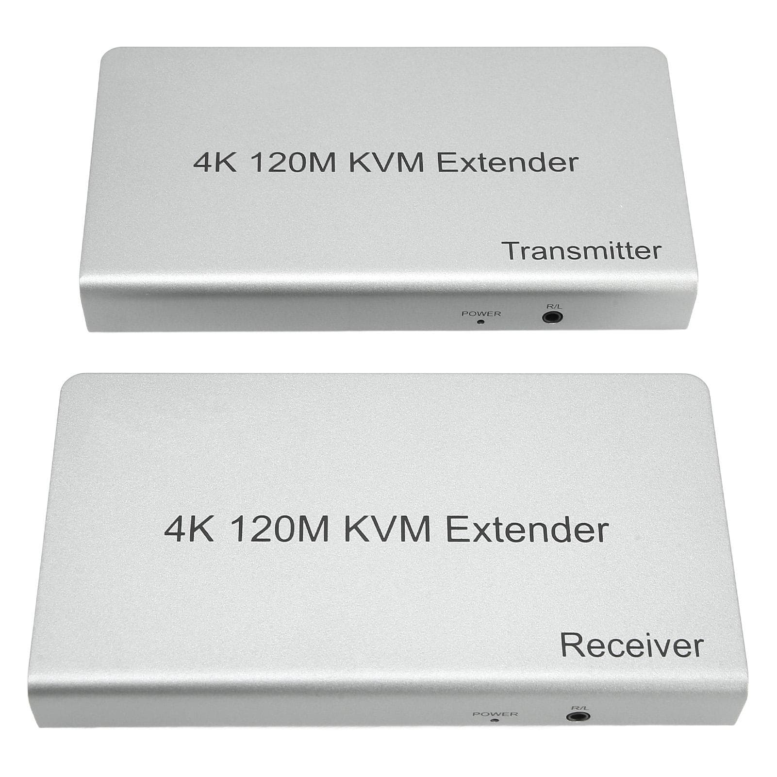 120m KVM Extender 4K 60Hz Remote Keyboard Mouse USB Control HD Multimedia Interface Extender for PC EU Plug